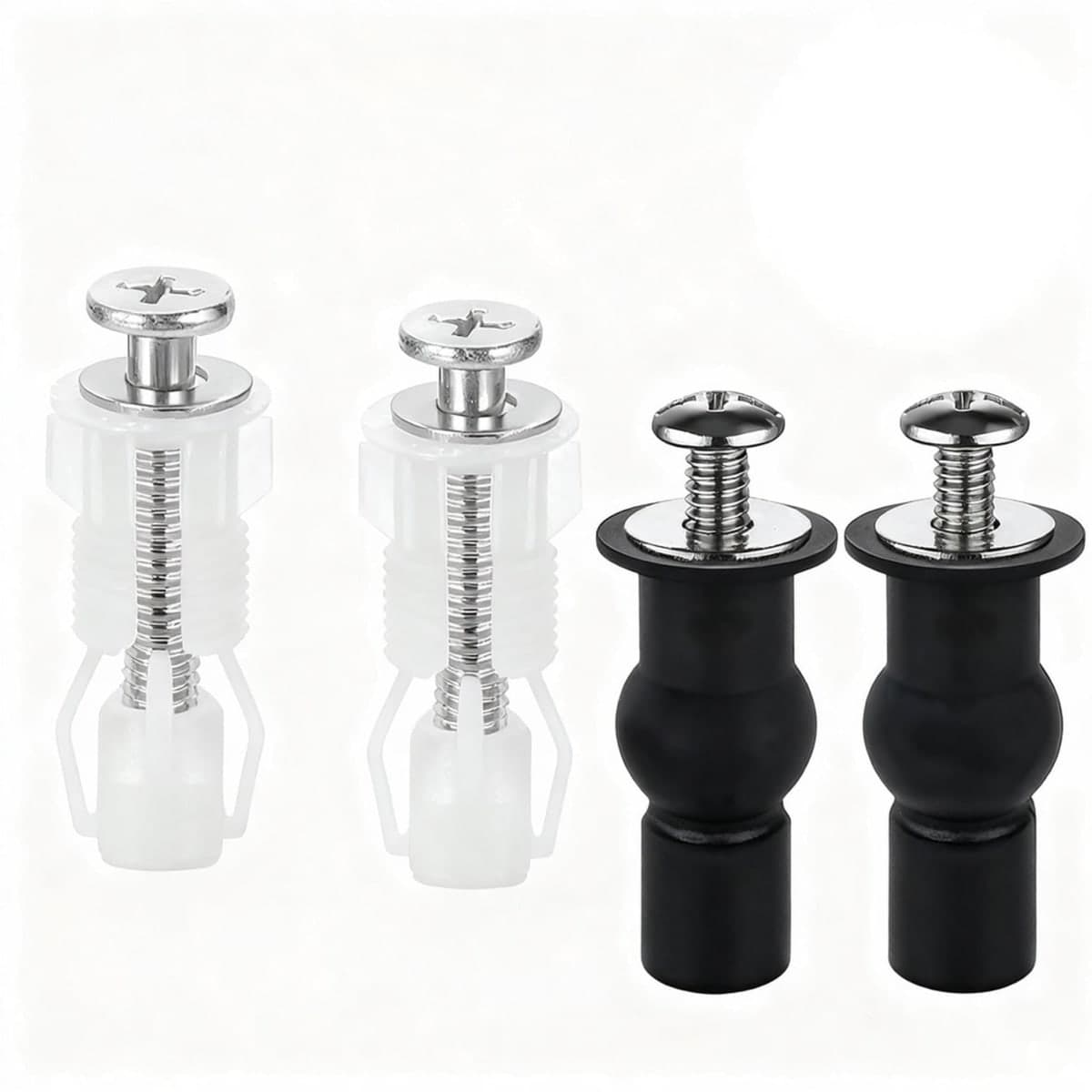 2 Sets Universal Toilet Seat Screws & Bolts Kit - Stainless Steel with Brass Thread Insert, Expanding Rubber & Plastic Nuts | Anti-Slip Replacement Hardware for 14-19mm Top-Mount Toilet Seat Hinges