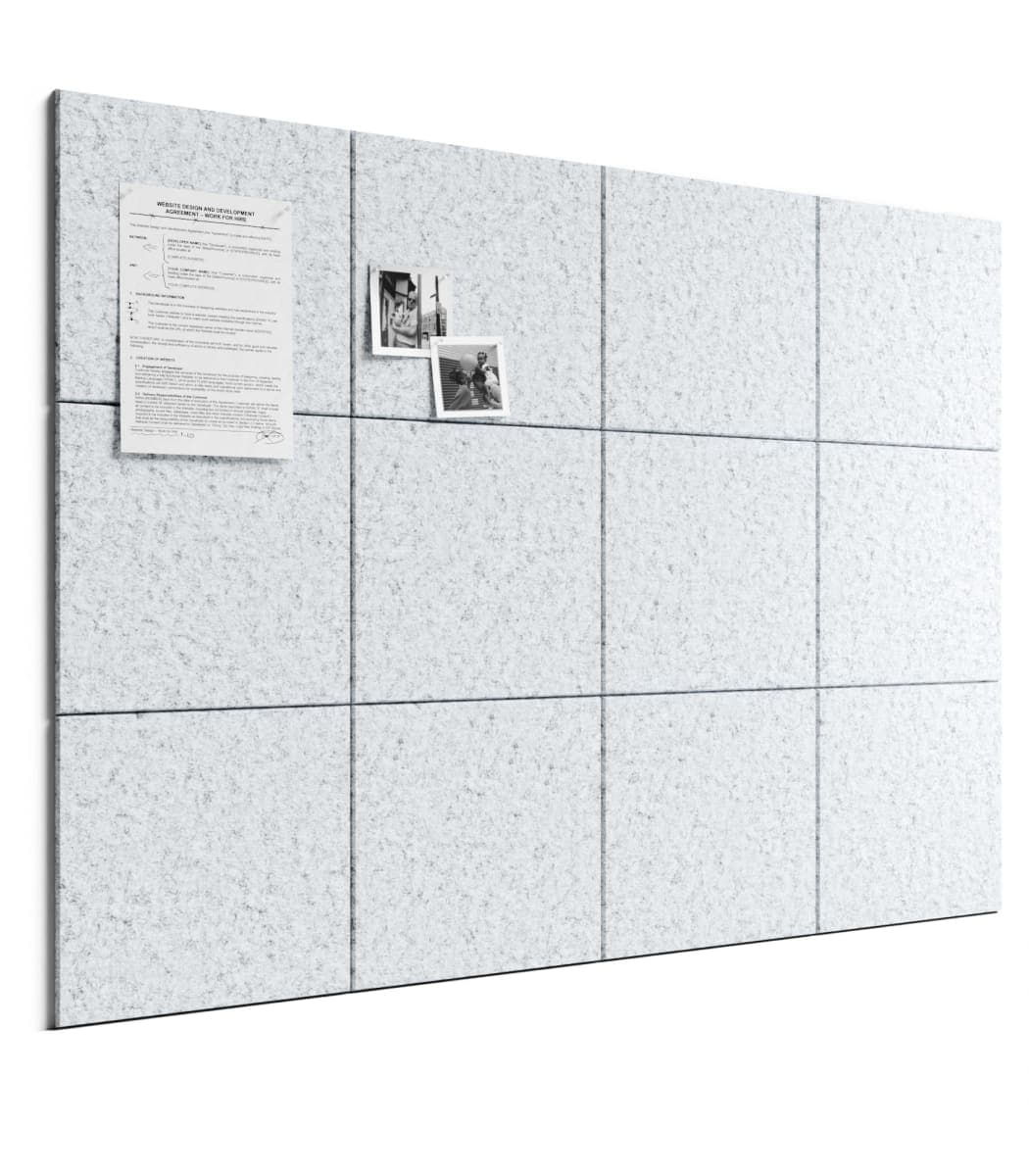 Bumusty Large Felt Bulletin Board, 48" x 36" Cork Board Alternative, 12-Pack Solid Felt Wall Tiles with 30 Push Pins and 70 Adhesive Tabs, Ideal for Office, Home & Classroom, Light Gray