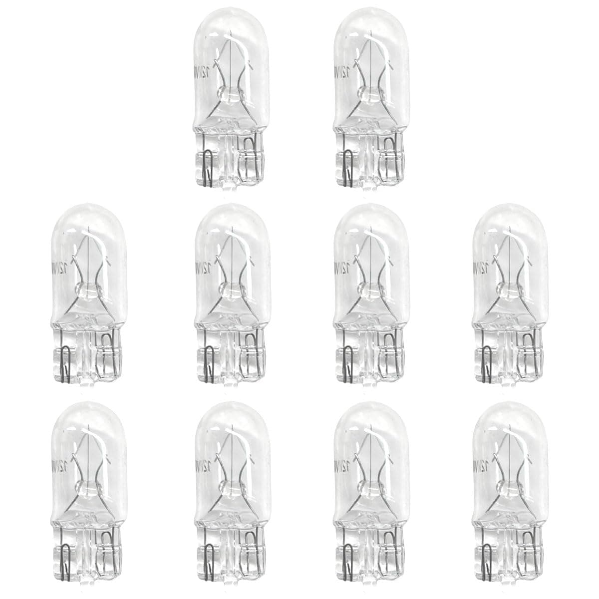 LAINLOY 10 PCS T10 12V 5W Car Flat Foot Mini Lights, Car Brake Light Turn Light Bulbs, Quartz Glass Instrument Lights, Halogen Width Indicator Lights, Auto Lighting Replacement Accessories (T10)