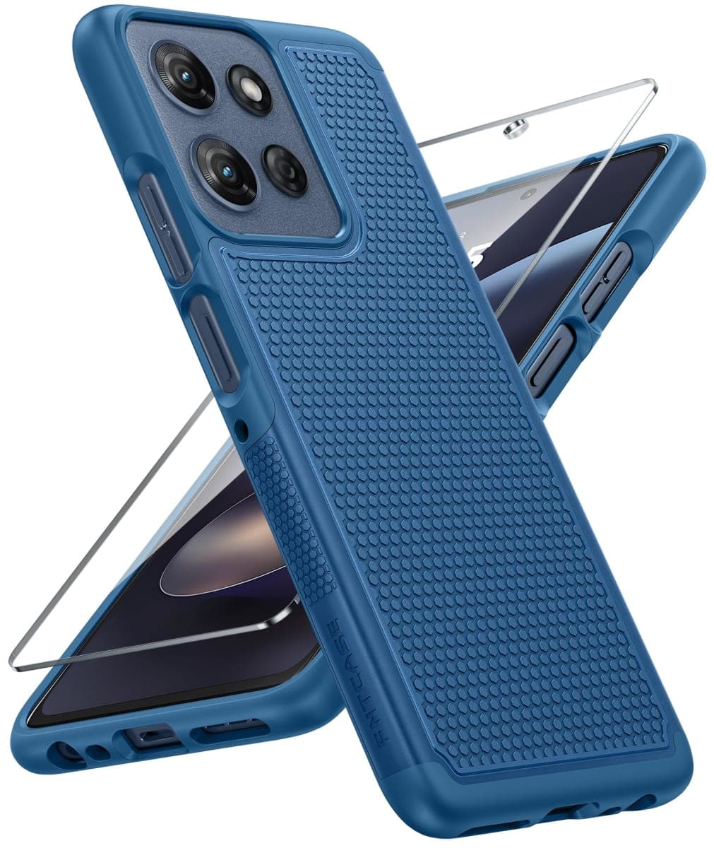 FNTCASE for Motorola Moto G-5G-2025 Case: Dual Layer Protective Heavy Duty Cell Phone Cover Shockproof Rugged with Non Slip Textured Back - Military Protection Bumper Tough 6.6 Inch (Blue)