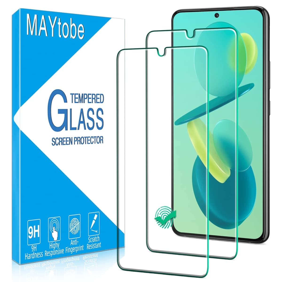 [4 Pack] MAYtobe Designed For Samsung Galaxy S22 5G Screen Protector Tempered Glass, Support Fingerprint Reader Anti-Scratch, Bubble Free
