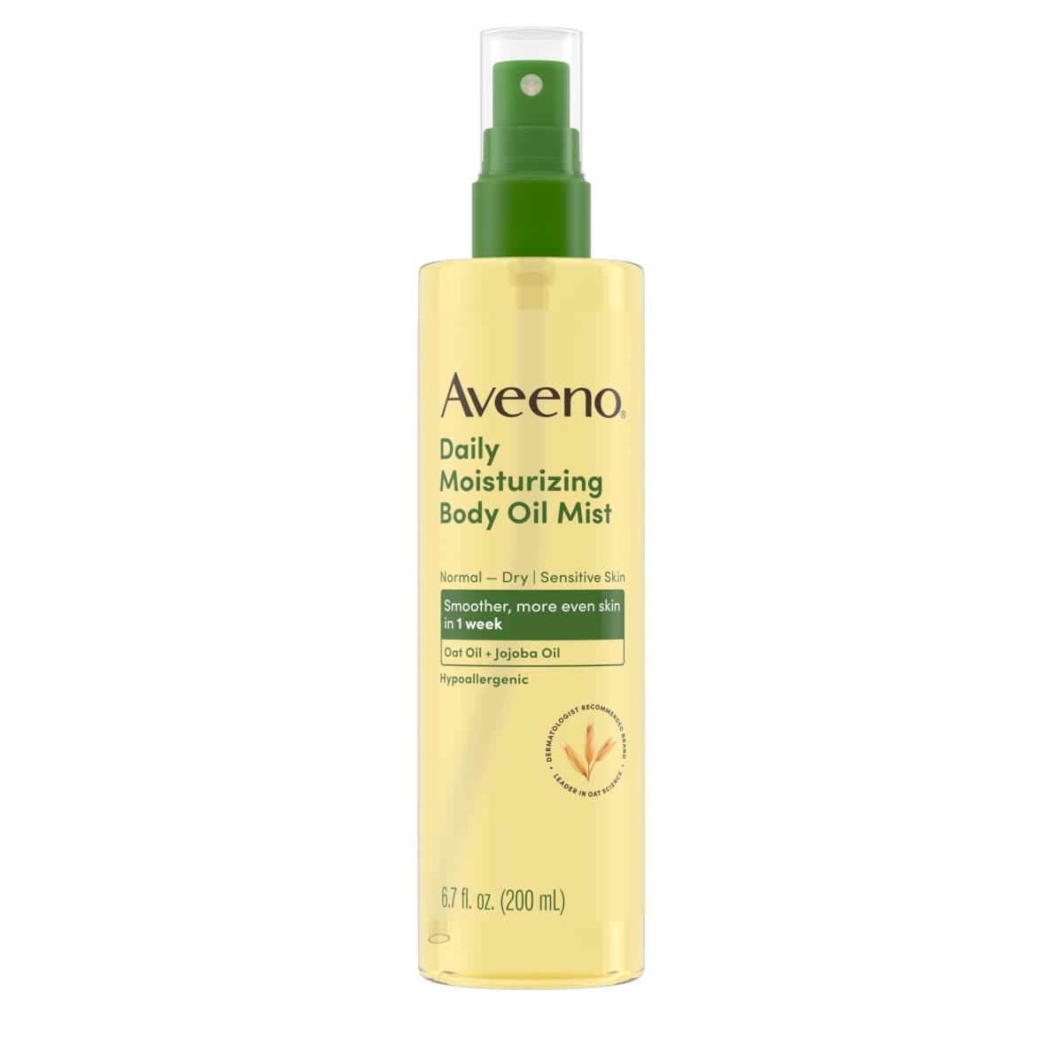 Visit the Aveeno Store Aveeno Daily Moisturizing Dry Body Oil Mist with Oat and Jojoba Oil for Dry Rough Sensitive Skin Nourishing & Hypoallergenic Body Spray Paraben- Silicone- & Phthalate-Free 6.7 fl. oz