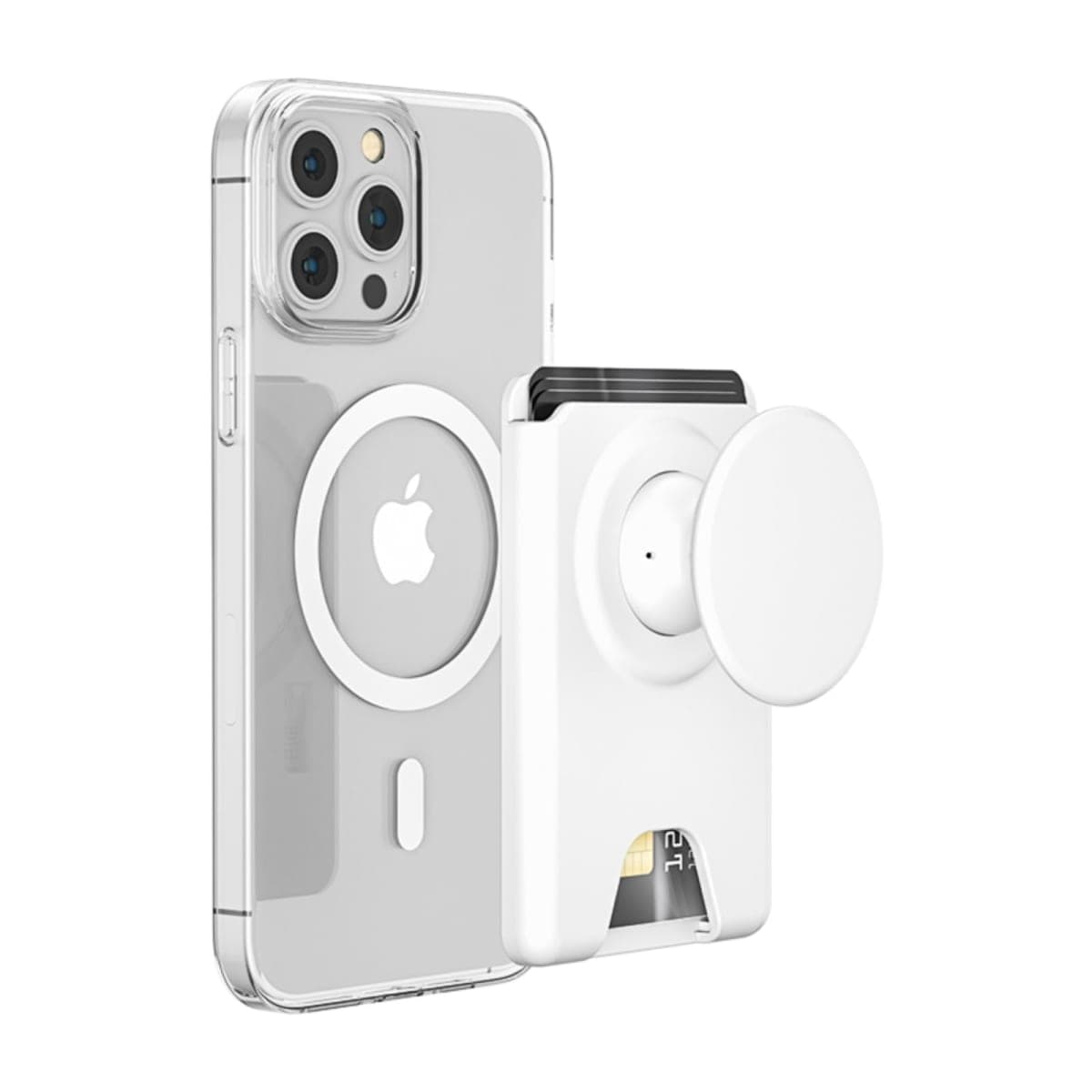 AUROX for Magsafe Phone Grip, Magnetic Wallet Stand Compatible with MagSafe Wallet Stand, Expandable Collapsible Comfortable Phone Grip Holder, for iPhone 17 16 15 14 13 12 Series, Fit 3 Cards, White