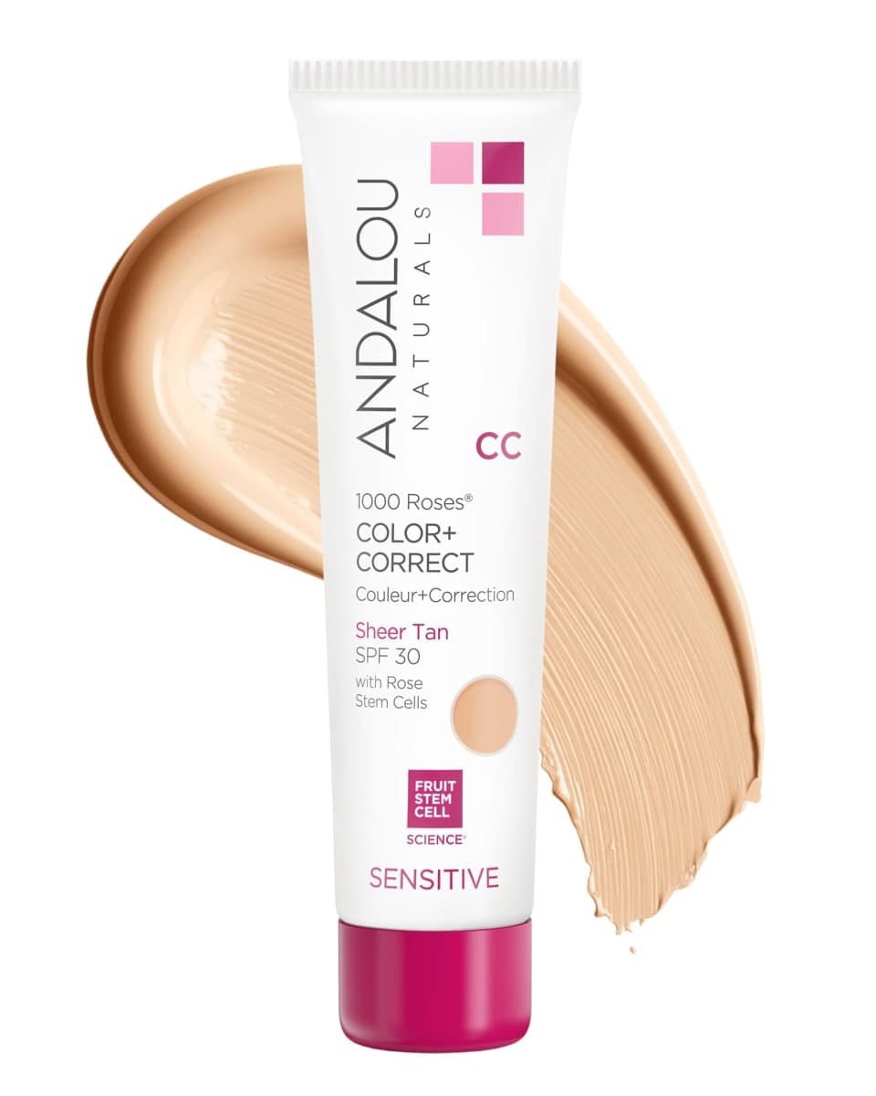 Andalou Naturals 1000 Roses CC Color + Correct Sheer Tan SPF 30, 2 fl. Oz., 59.1 ml (Pack of 1)