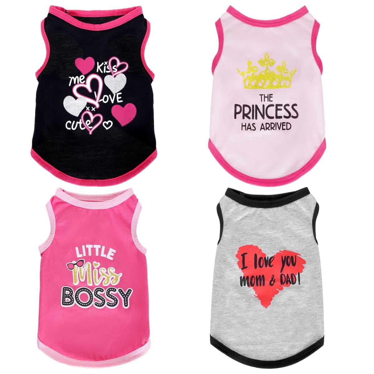 Pistha 4 Pack Dog Shirts Summer Printed Puppy Clothes Cute Sleeveless Pet T Shirts Dog Clothes for Small Medium Dogs Cats Girl(M)