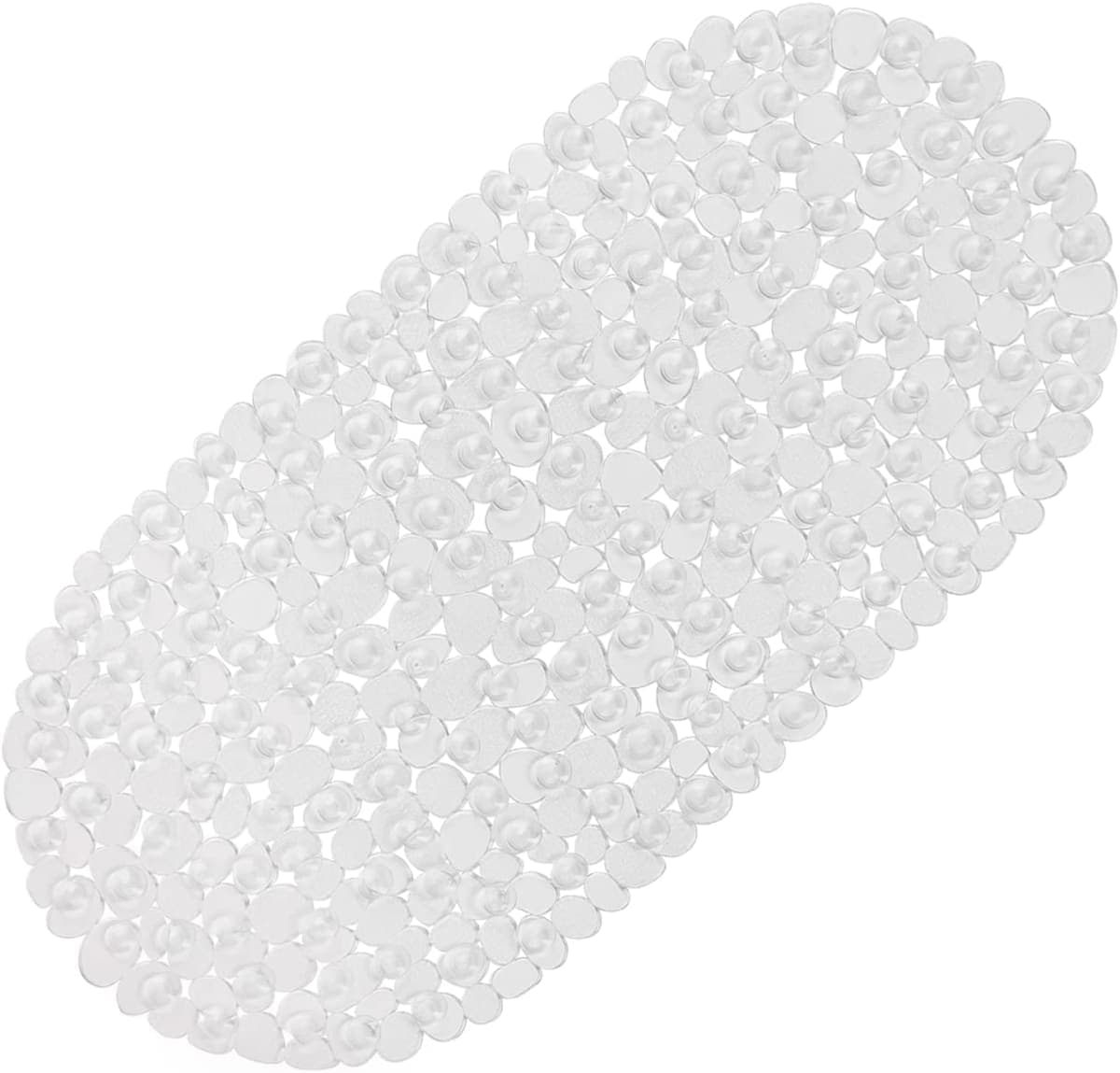 WELTRXE Pebbles Bath Mat,PVC Oval Tub Mats Non Slip Anti Mold for Kids,Elderly,27 x 14 Inch Clear Machine Washable Bathtub Mat with Suction Cups,Drain Holes,BPA Free