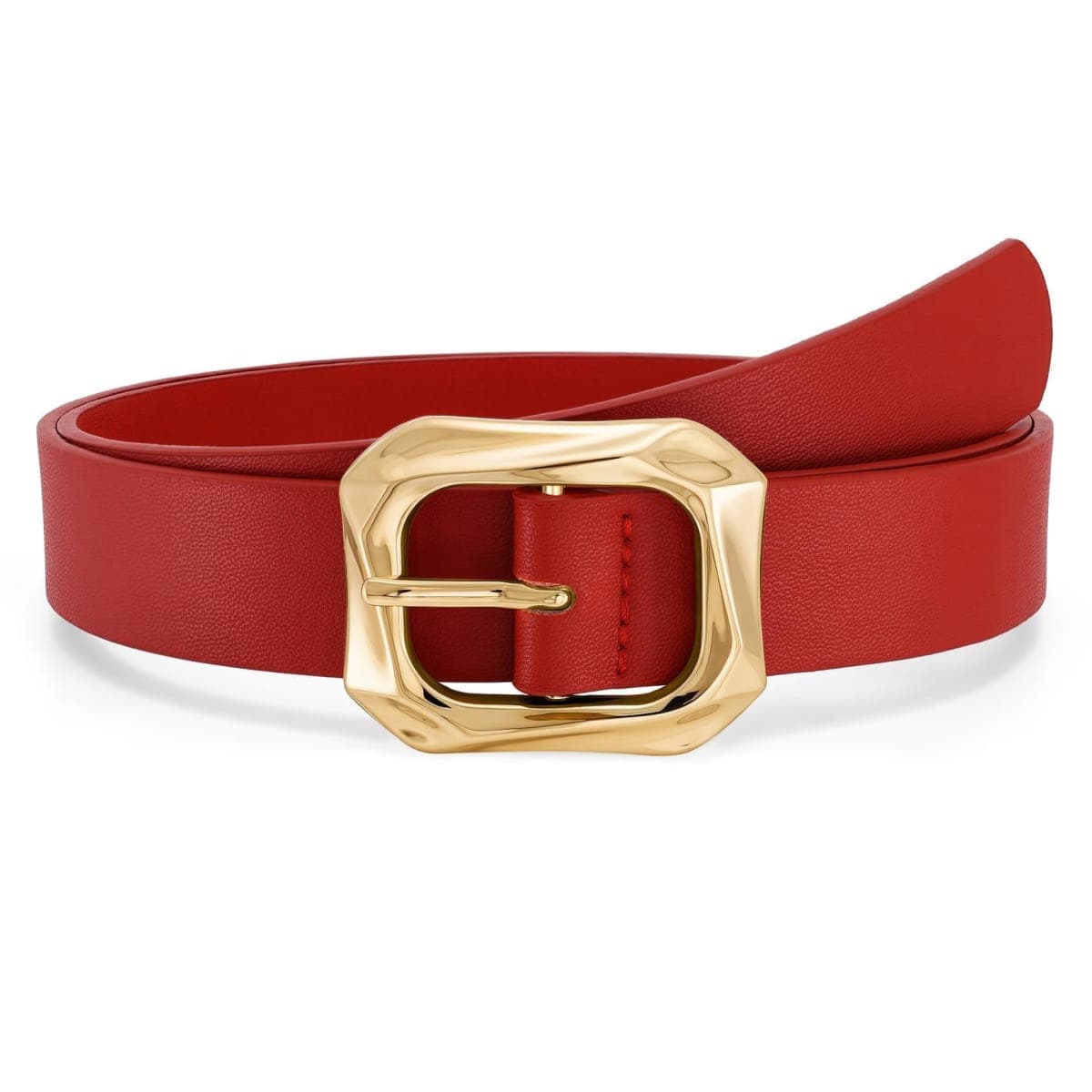 WHIPPY Women's Leather Belts with Gold Buckle Casual Fashion Ladies Waist Belts for Jeans Pants Dresses, Brown Suede, Fit Waist Size 32"-37"