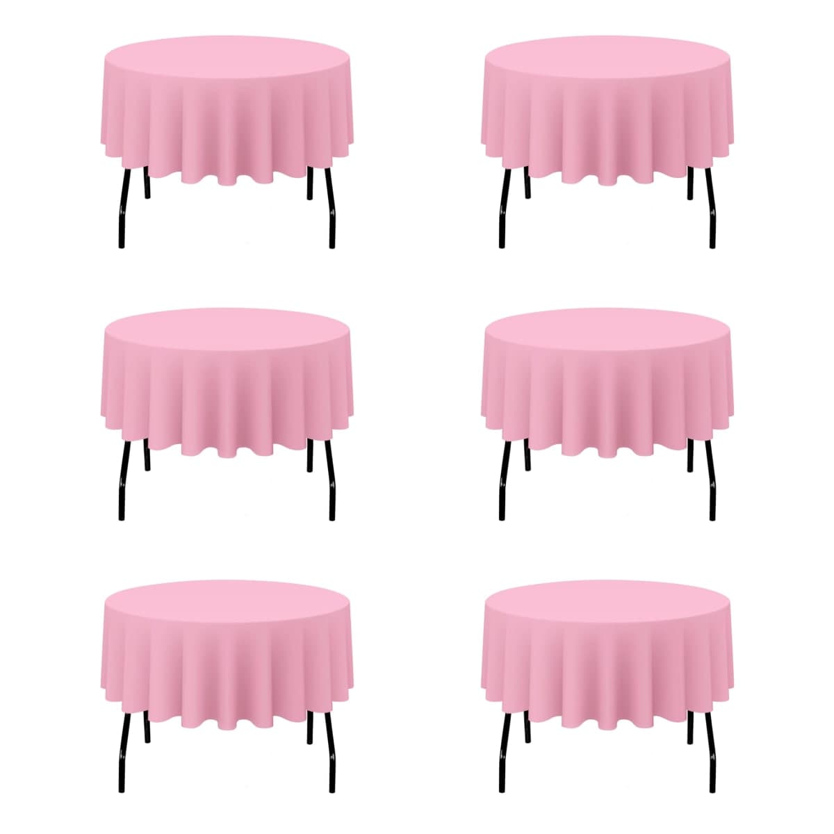 BRILLMAX 6 Pack Pink Round Tablecloths 70 Inch for 30 to 54 Inch Round Tables - Circle Bulk Linen Polyester Fabric Washable Cloth Cover for Wedding Reception Banquet Birthday Party Buffet