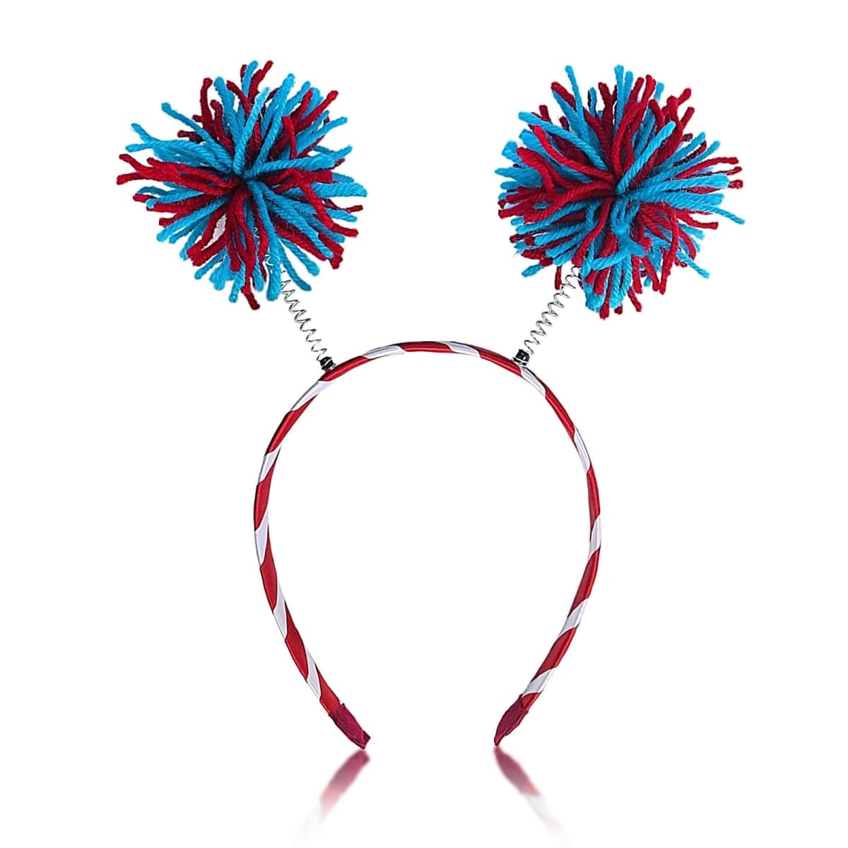 Doneace 4th of July Headband Patriotic Pom Pom Headband Blue Red White Design Ribbon Head Bopper Hair Hoop Independence Day Hair Accessories Cute Fluffy Ball Hair Band for Women Girls Kids 1Pcs…
