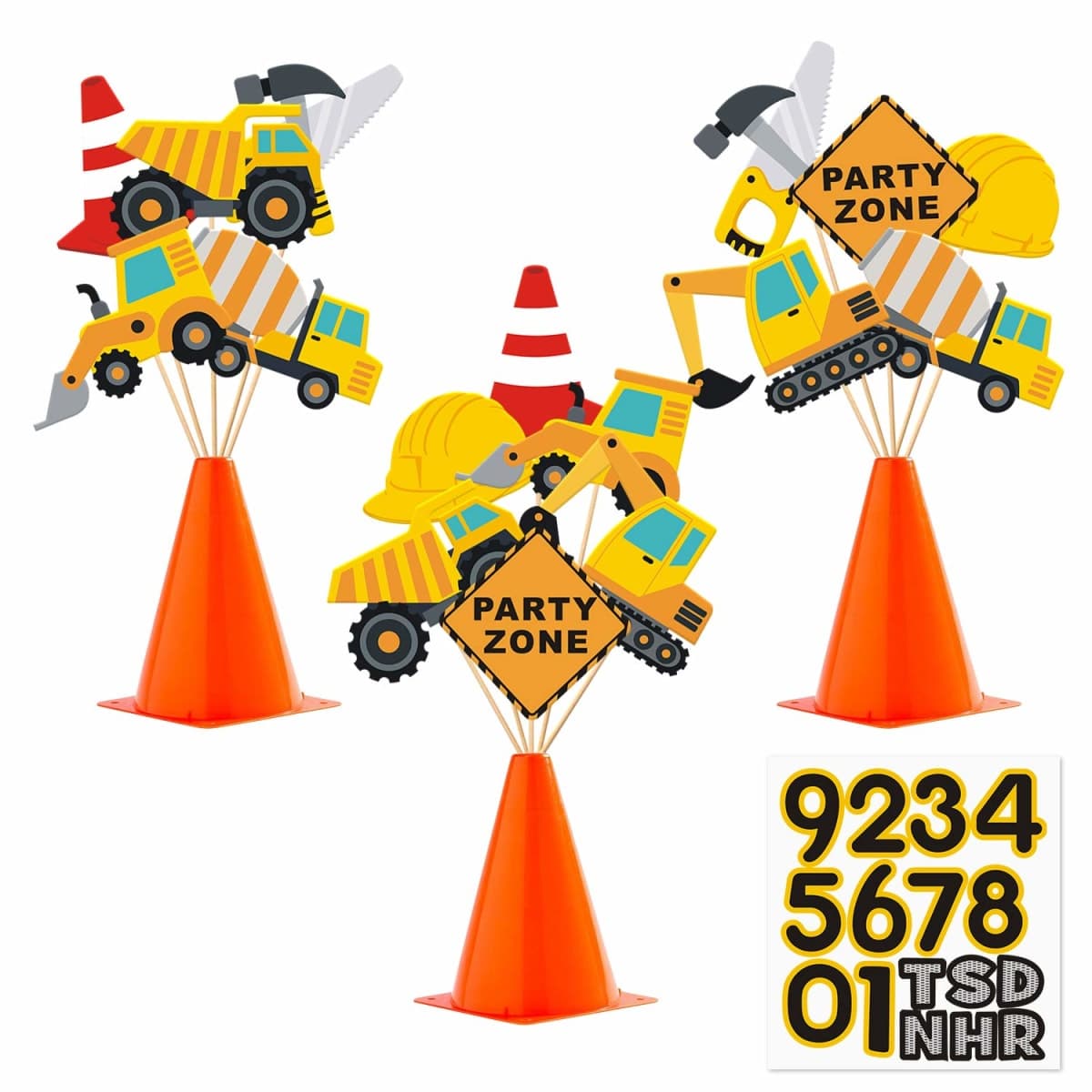 Construction Party Centrepiece Dump Truck Car Cone Table Topper Decoration Zone Birthday Party Supplies