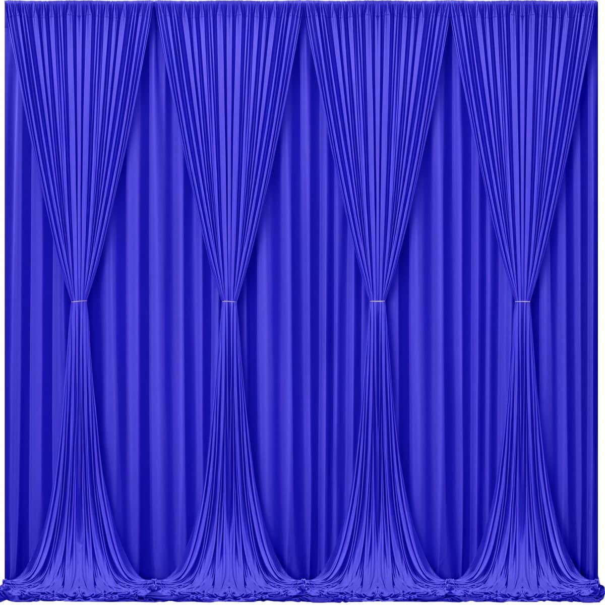 Royal Blue Backdrop Curtains 10 Panels - Wrinkle-Free Polyester Photography Drapes for Baby Shower & Birthday Party - 40 X 10FT