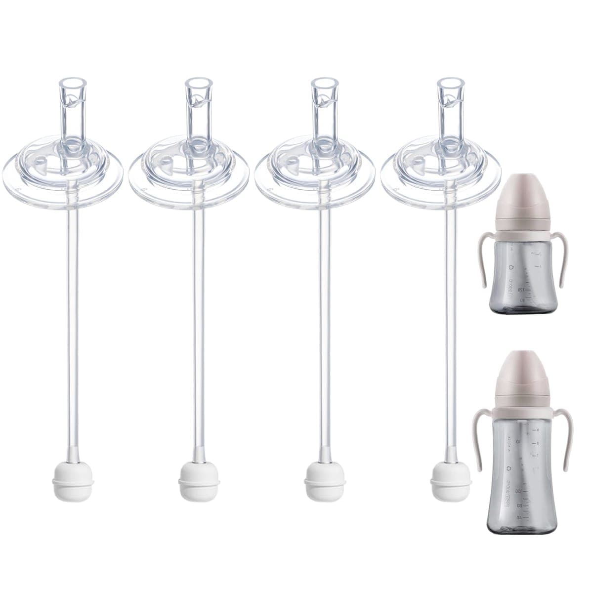 4Pcs Replacement Weighted Straws for GROSMIMI, Silicone Gravity Ball Straw Replacment for Grosmimi Magic Sippy Cup 10oz 6oz, Soft Bottle Straws for Sippy Cup, No Spill, Weighted Straw Kit