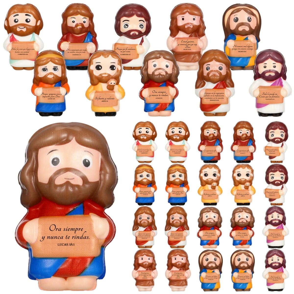 Sotiff 20 Pcs Christian Valentine Gift Bulk Mini Jesus Figures Foam Stress Relief Gift Inspirational Christian Stress Ball Religious Party Favor for Mom Dad Wife Family Church Teacher Friend (Spanish)