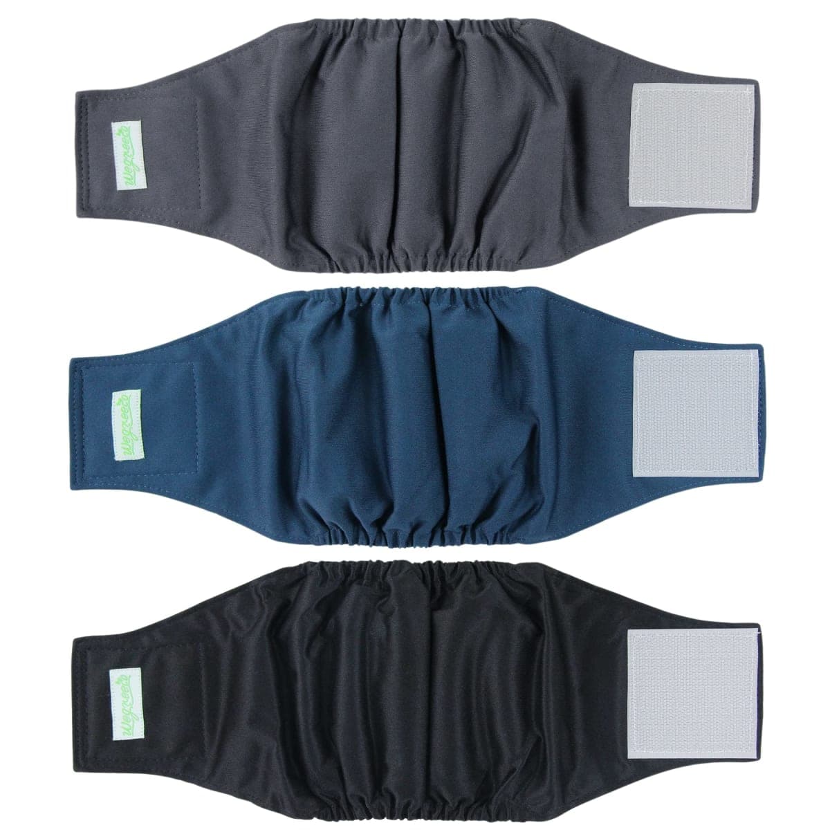 wegreeco Washable Dog Diapers - Washable Male Dog Belly Wrap - Pack of 3 - (Black, Charcoal, Navy, Medium)