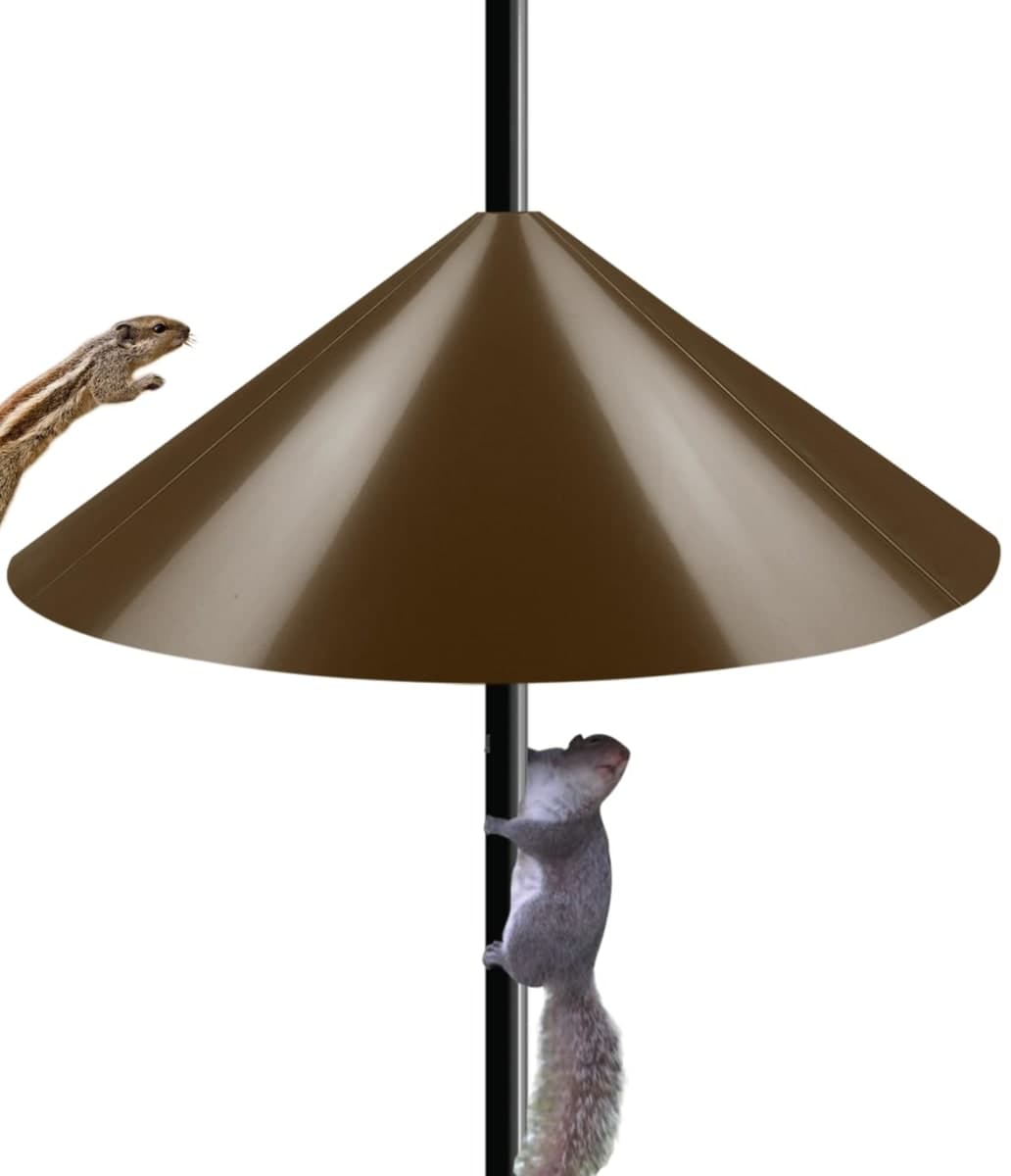 Ansionsol 19 Inch Wide Squirrel Baffle for Bird Feeder Pole, Outside Pole Mount Stopper & Bird House Guard for Outdoor Shepherd’s Hook, Brown, 1 Pack