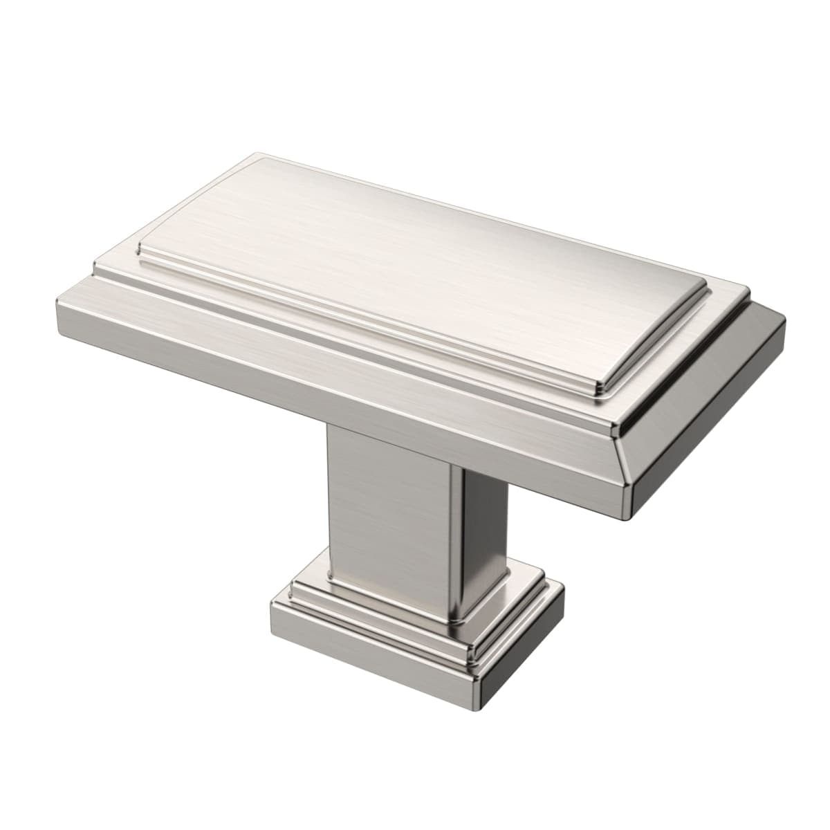Alzassbg 6 Pack Brushed Satin Nickel Cabinet Knobs, 1.3 Inch(32mm) Kitchen Cabinet Hardware Rectangle Knob for Cupboard and Drawer AL6072SN