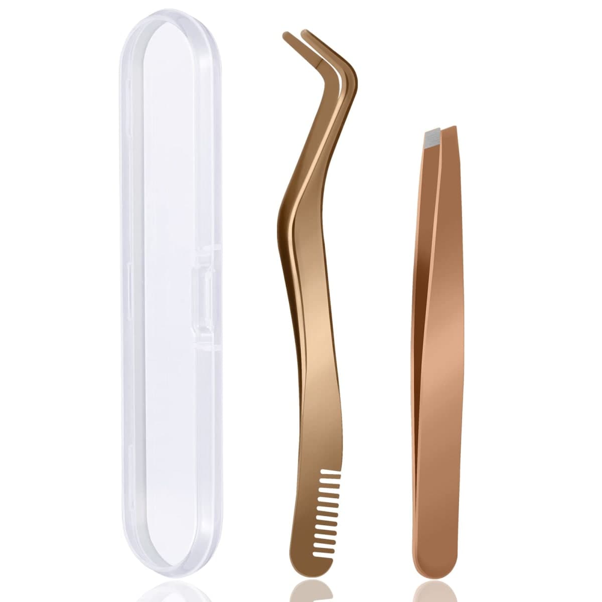 B&Qaugen False Eyelash Applicator Tool 2 pieces for Lash Clusters, Gold DIY Eyelash Tweezers Set (Golden,2pcs)