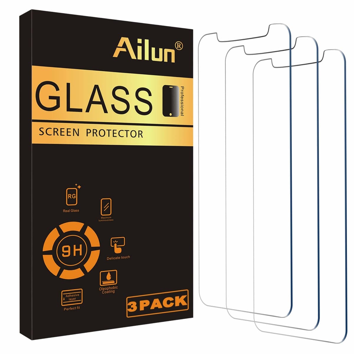 Ailun Screen Protector for iPhone 12/12 Pro 2020 6.1 Inch 3 Pack Case Friendly Tempered Glass