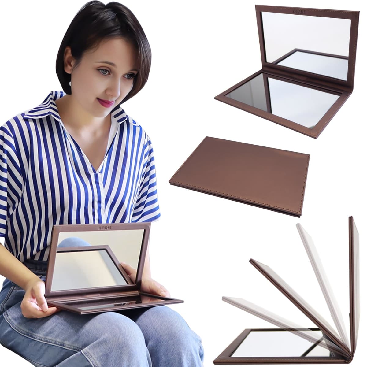 QEAHZ Adjustable Face Down Mirror for Vitrectomy - 10" x 7", Brown