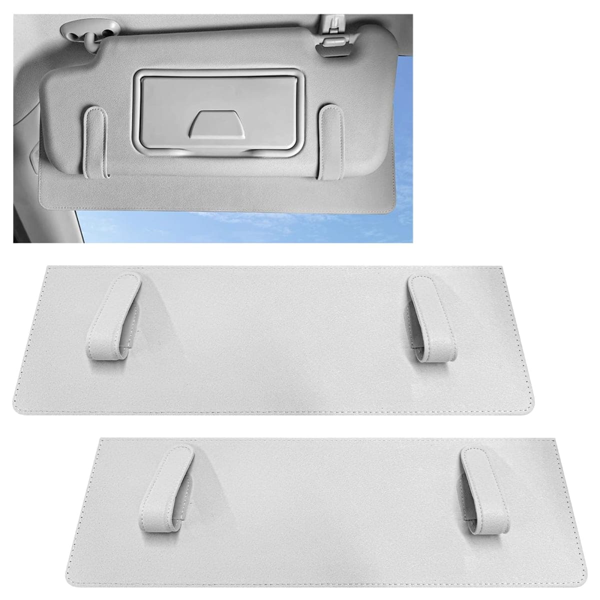 NYTKL 2 PCS Sun Visor Extender for Car, Anti-Glare Sunvisor Extension Shade Attachment for Safe Driving, Clip-On Sun Blocker Sunshade Extender Protect Driver Passenger from UV Rays (Gray)