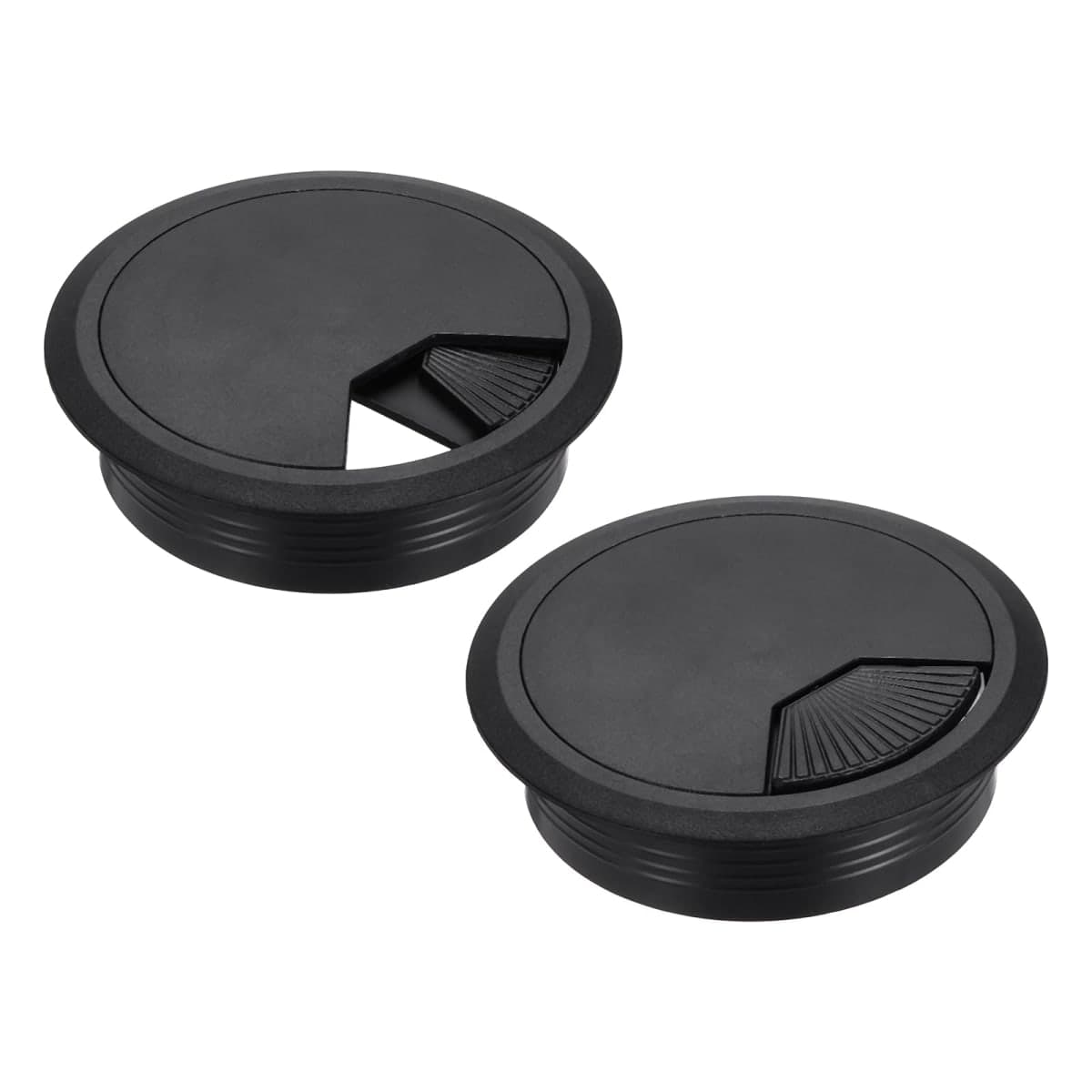 MECCANIXITY 2 Pcs Desk Grommet 3 Inch(80mm), Round Desk Cord Hole Cover Wire Cable Organizer for Home Office Computer Table Cables,Black
