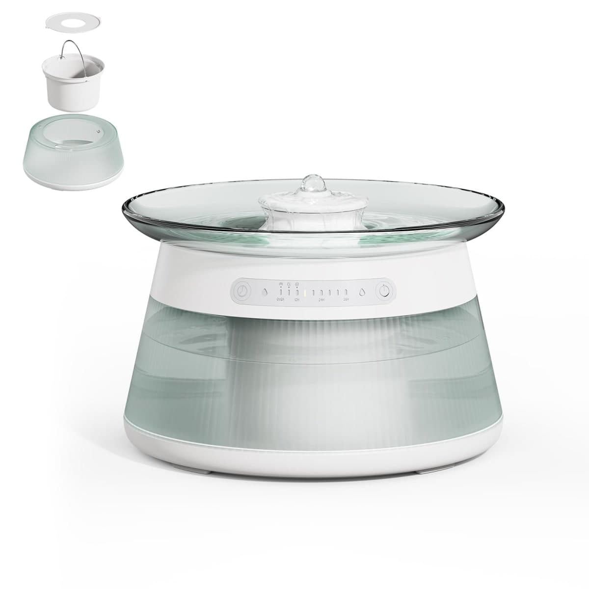 Glass Smart Cat Water Fountain,Filterless Pet Water Fountain No Filter,Ultra Silent Cat Fountains,Separation Design