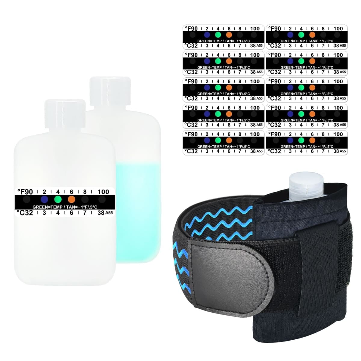 Urine Test Complete Kit - Smaller 3oz Translucent Empty Bottle, Non-Falling and Hi-Stretch Leg Strap, Urine Test Temperature Strips and Velour Lining Sample Bag, Urine Test Practice Kit at Home