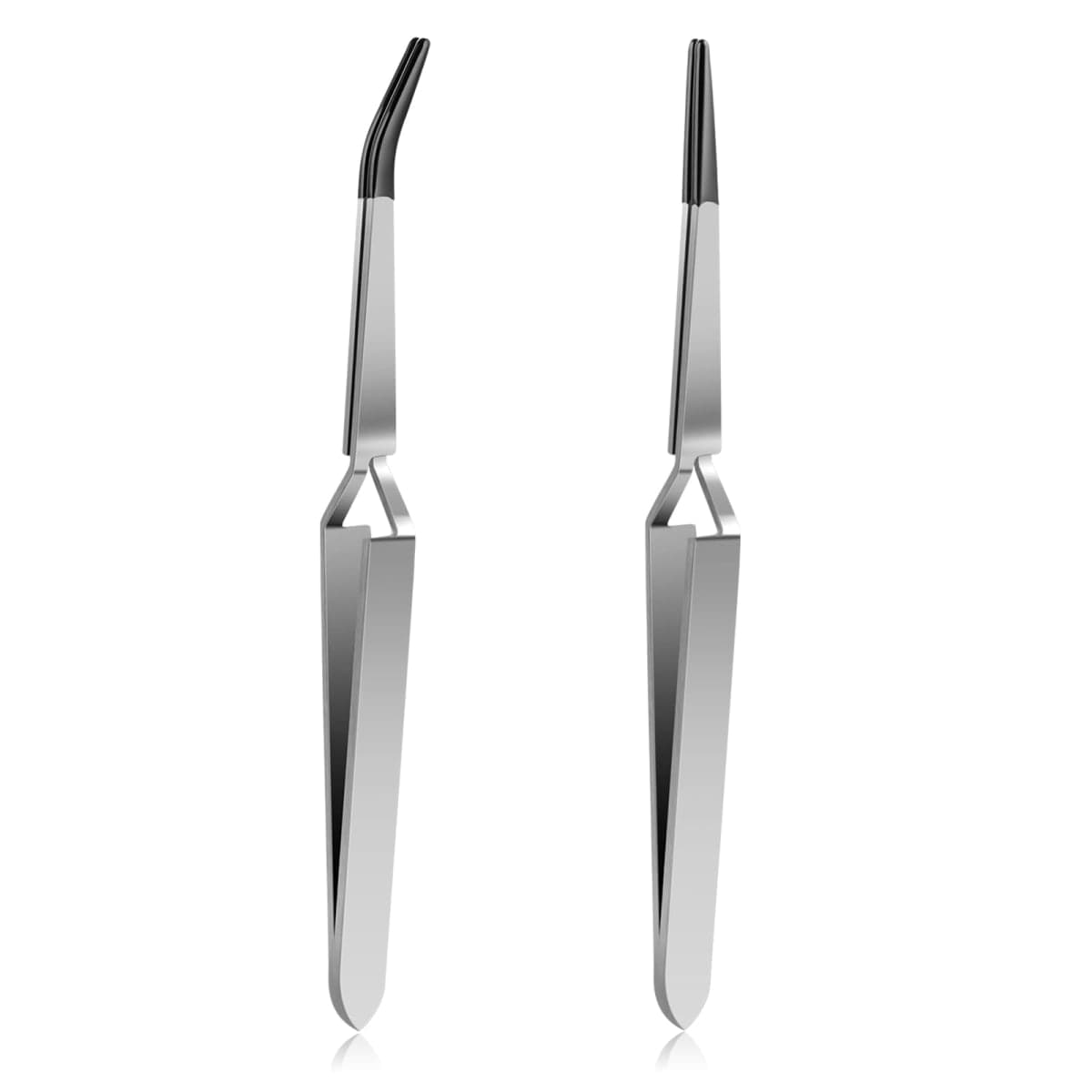 2 Pieces Rubber Tipped Tweezers Set Reverse Stainless Steel Cross Locking Tweezers PVC Tips Bent and Straight Flat Tip Tweezers Stamp for Coins Jewelry Hobby Crafts Industrial Electronic