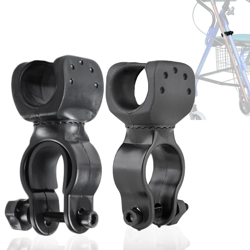 Cane Holder for Drive Rollator, Walker, Wheelchair - Universal Crutches Stick Bracket Accessories, 1.1" ID, 2 Pcs