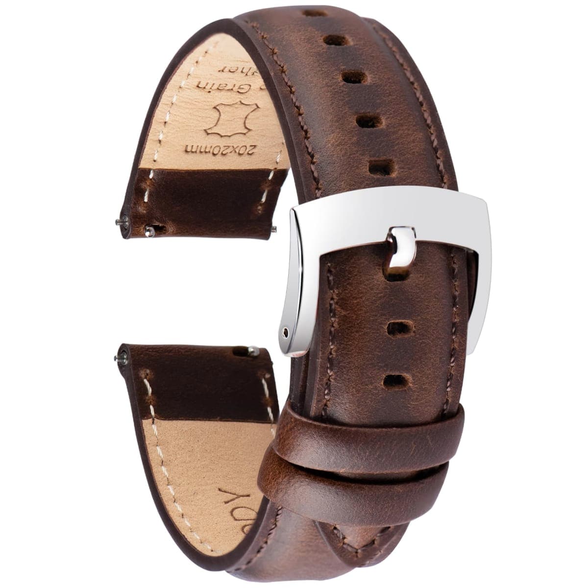 OTTOODY Leather Watch Bands Quick Release, Elegant Top Grain Leather Watch Straps for Men & Women, Choice of Color & Width - 18mm, 19mm, 20mm, 21mm or 22mm Wristbands Bracelet for Watch & Smartwatch