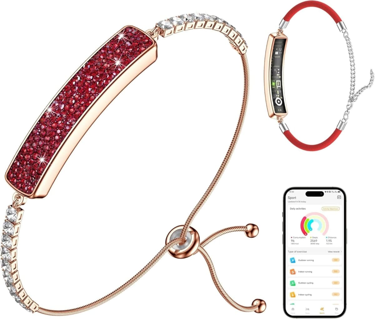RIFESI Smart Bracelet for Women, Health Activity Fitness Trackers, 24/7 Heart Rate, HRV, Blood Oxygen & Stress Monitor, 24H Sleep Tracker, Free APP for iOS & Android, Red