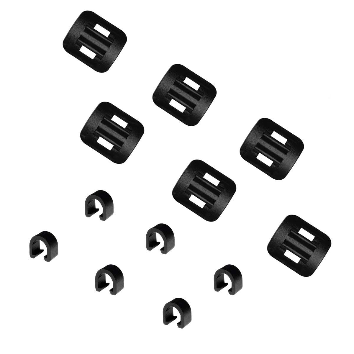 Farbetter Alloy Stick-On Guides W/C-Clips, Bike C-Clips Clamps Housing Hose Guide with Adhesive Seat for MTB Road Bike Hydraulic Brake Cable, Brake Derailleur Shift Cables, 6 Sets (6pcs Base+ 6pcs Clip)