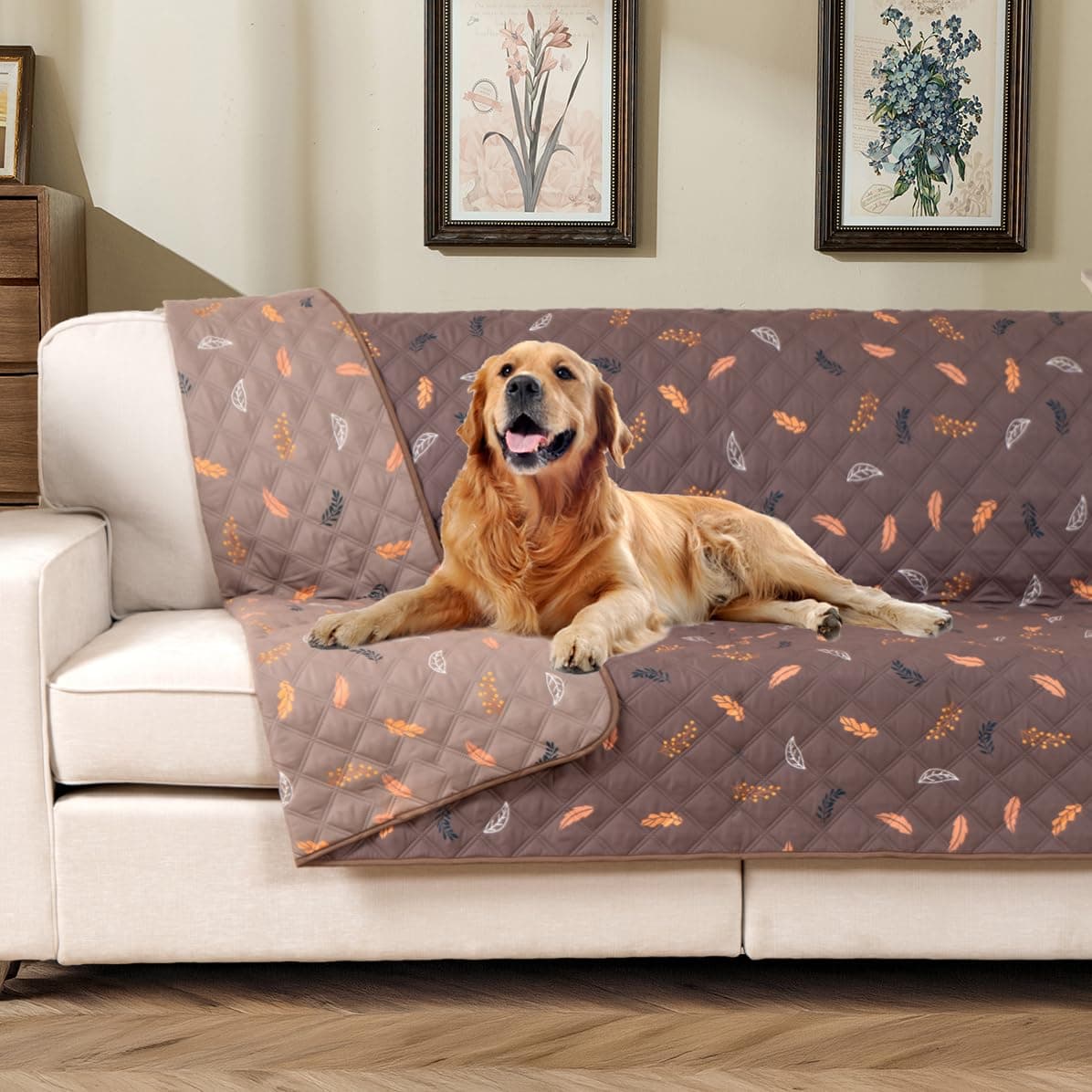 Snugglesinto Reversible Dog Bed Cover with Waterproof Lining, Water Resistant Slipcover Furniture Protector and Pet Blanket, Washable Couch Cover for Kids, Dogs, Pets.(Brown/Light Brown, 62"x82")