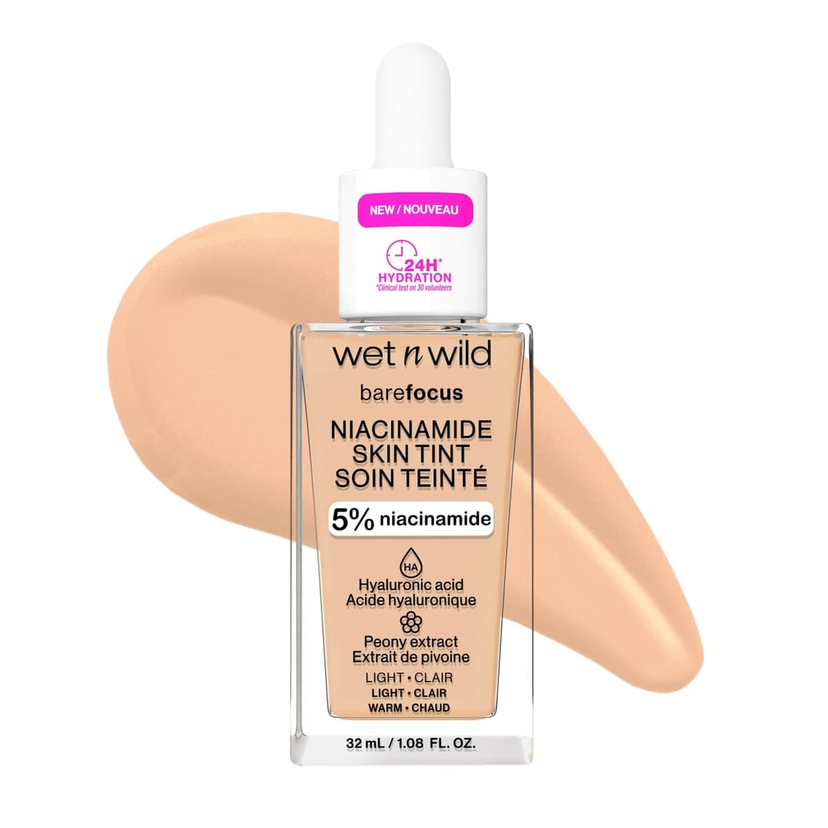 wet n wild Bare Focus Skin Tint, 5% Niacinamide Enriched, Buildable Sheer Lightweight Coverage, Natural Radiant Finish, Hyaluronic & Vitamin Hydration Boost, Cruelty-Free & Vegan-Light Medium Sand