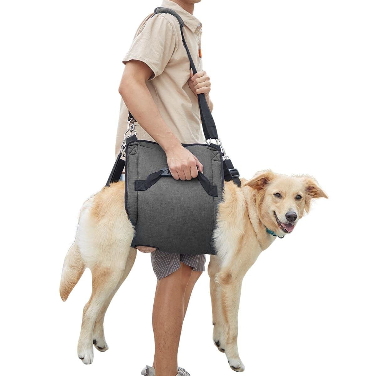 Dog Carry Sling, Emergency Backpack Pet Legs Support & Rehabilitation Dog Lift Harness for Nail Trimming, Dog Carrier for Senior Dogs Joint Injuries, Arthritis, Up and Down Stairs(XL, Black)