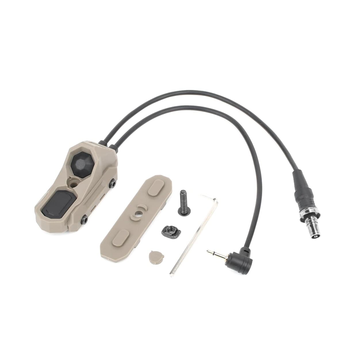 NECARL ModButton Dual Pressure Switch, Tactical Light Switch with SF + 2.5mm Plug for M300/M600 Scout Weapon Flashlights + PEQ DBAL NGAL, Fit for 20mm Picatinny Mlok Keymod Rail (DE)