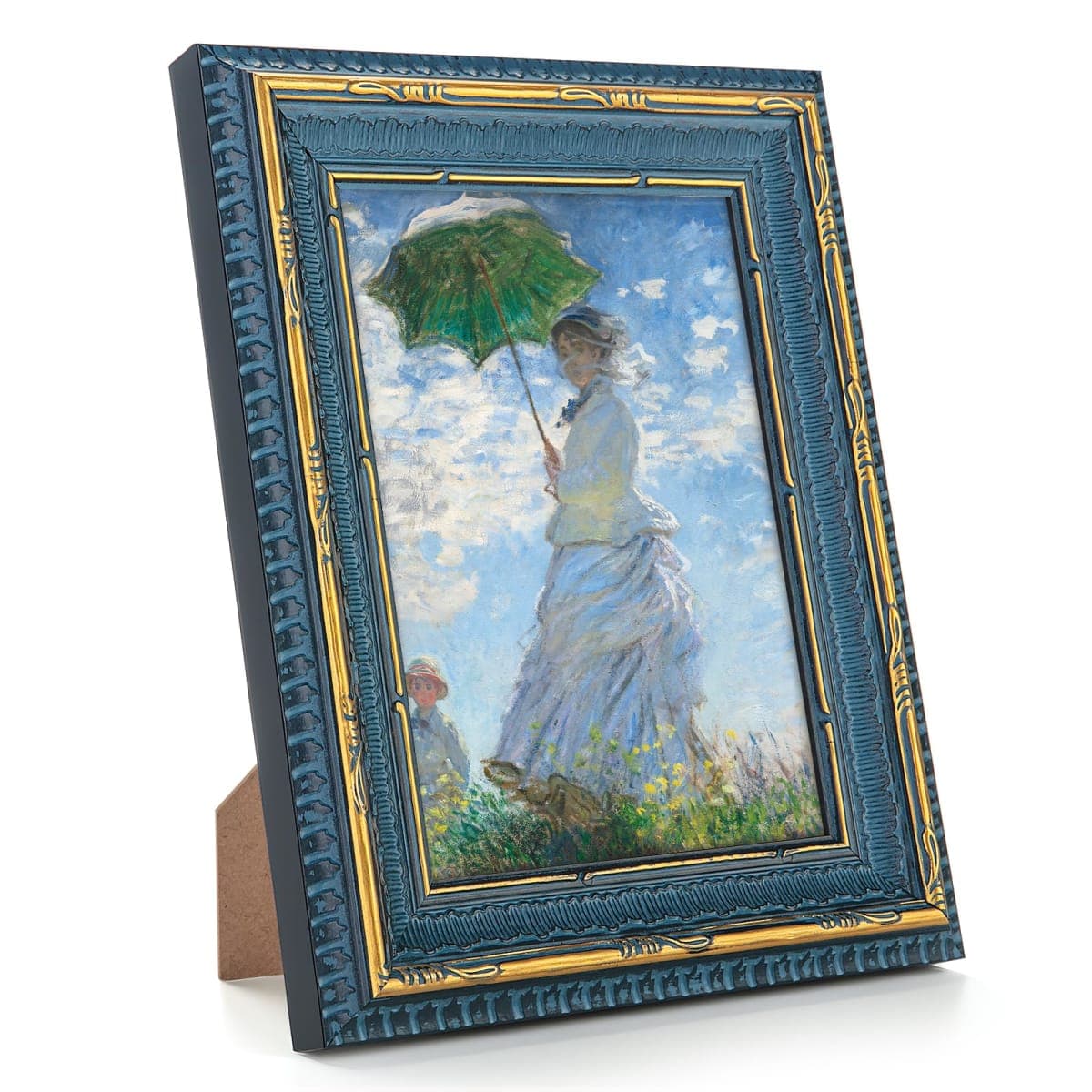 GULETHUN Vintage Blue Gold Frame, 8x10 Ornate Picture Frames, Home Decor Antique Gallery Poster Photo Frames 8 by 10, Horizontal or Vertical Display