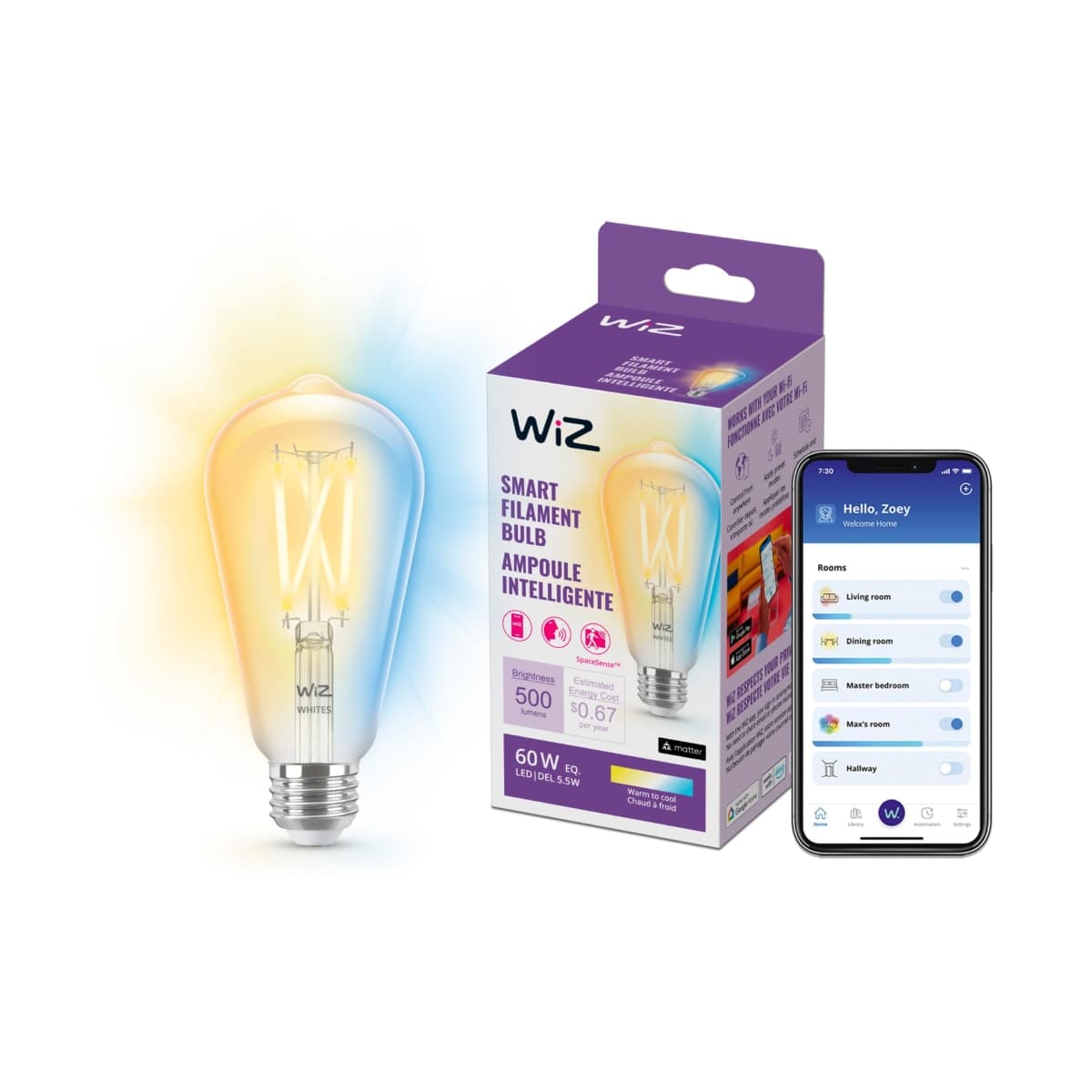 Wiz 60W ST19 Clear Tunable White