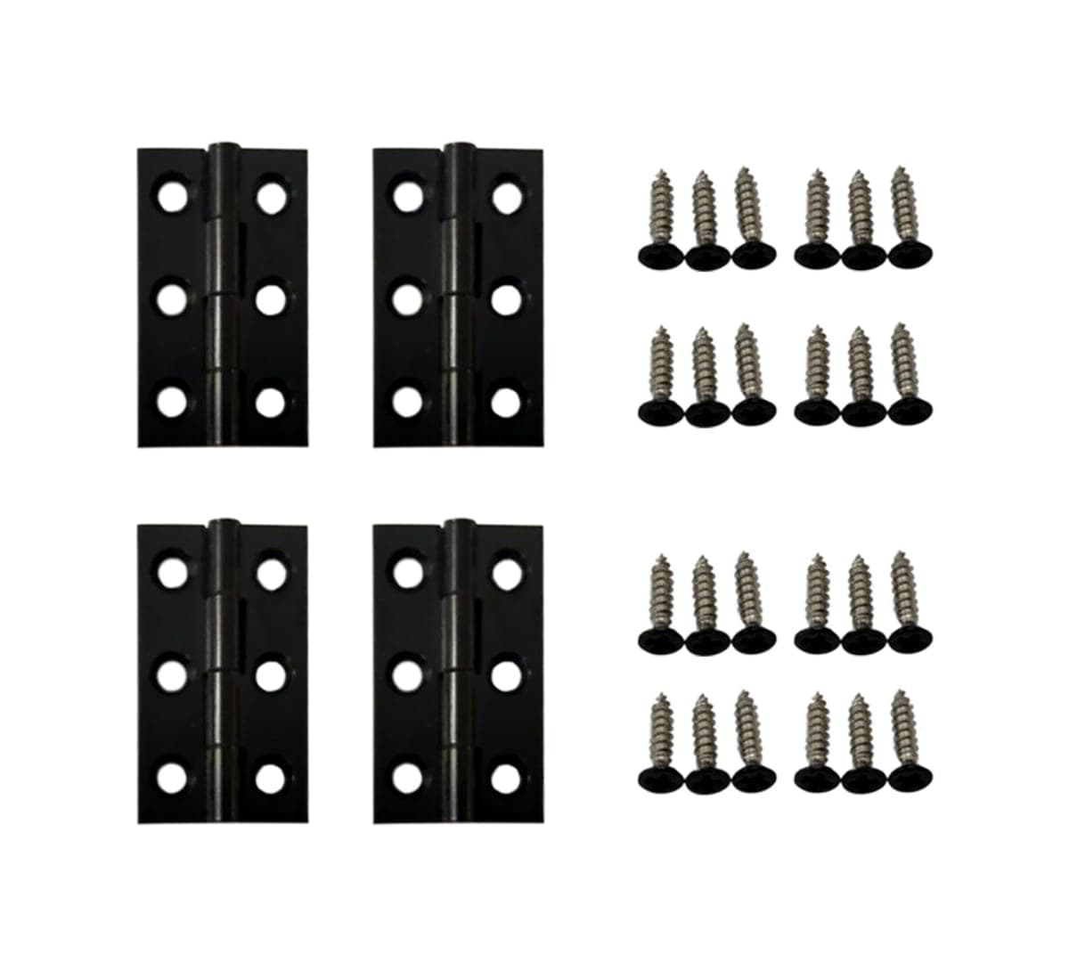 QCAA Solid Brass Narrow Butt Hinge with Stainless Steel Screw, 2-1/2" Matte Black, 4 Pack, Made in Taiwan