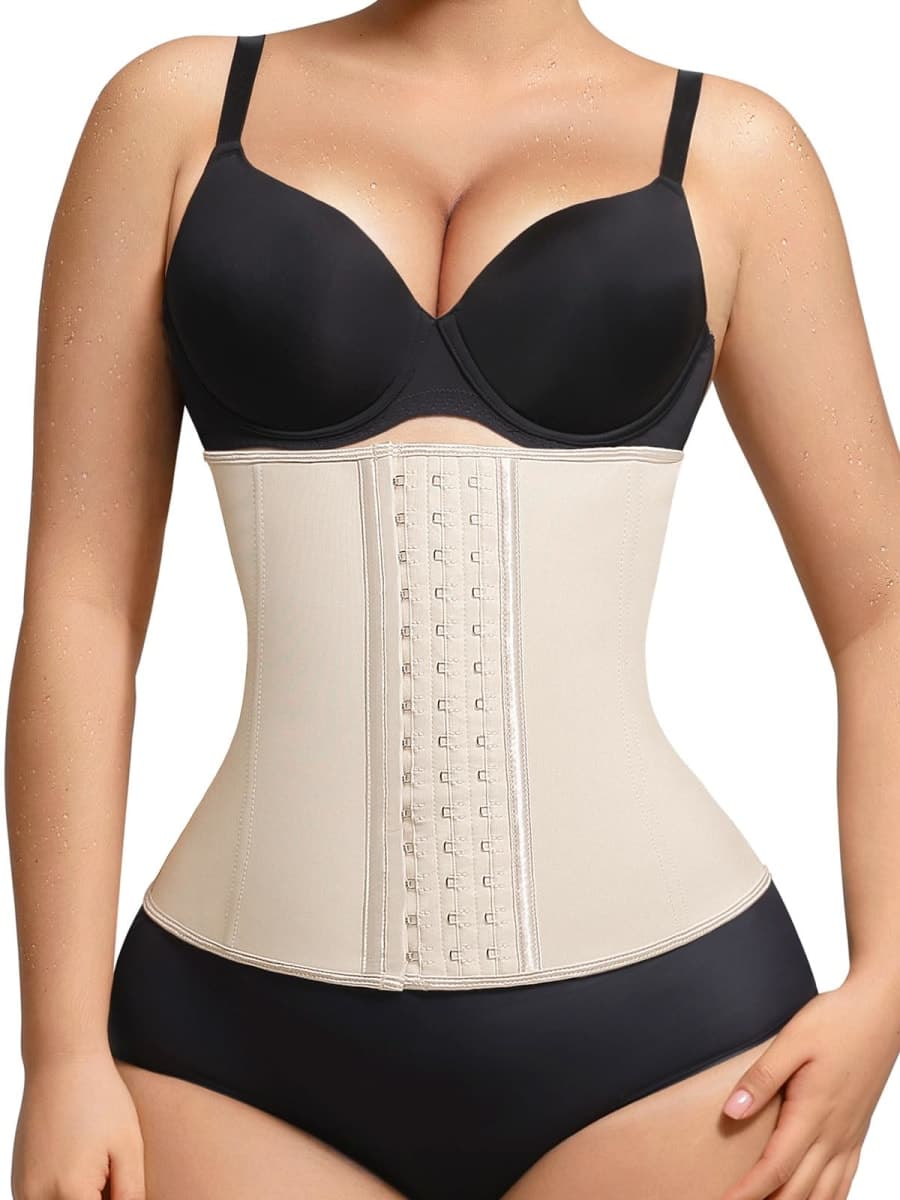Lover-Beauty Waist Trainer for Women Latex Waist Cincher Corset, Beige, Small