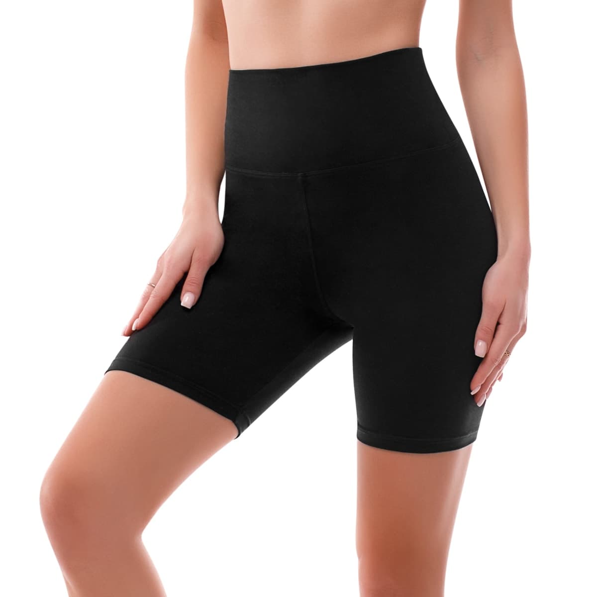 SINOPHANT High Waisted Women Biker Shorts - 6” Buttery Soft Elastic Tummy Control Shorts for Gym, Yoga, Workout, Black, Large-X-Large