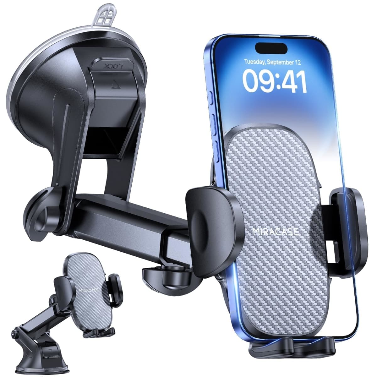 Miracase Phone Holder Car Mount:Universal Air Vent Cellphone Stand Brakect with Metal Hook Clip,360 Rotating Carmount Accessories for iPhone 17/16/15/14/13/12 Pro Max,Galaxy,Camera,Near-Black