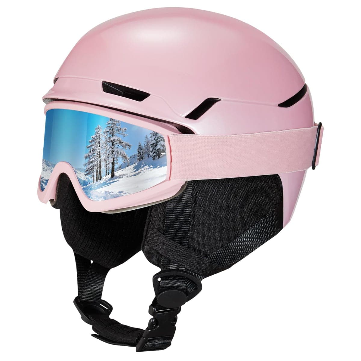 JQF Gear Ski Helmet Snowboard Helmet for Men Women Adults Adjustable Fit JFX816 Snow Helmet for Snowboarding Skiing(Matte Pink-ski Goggles, Medium)