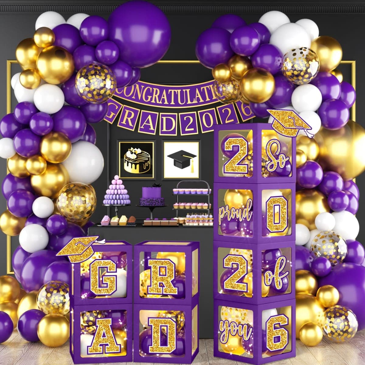 Graduation Party Balloon Arch 2026 (Purple)