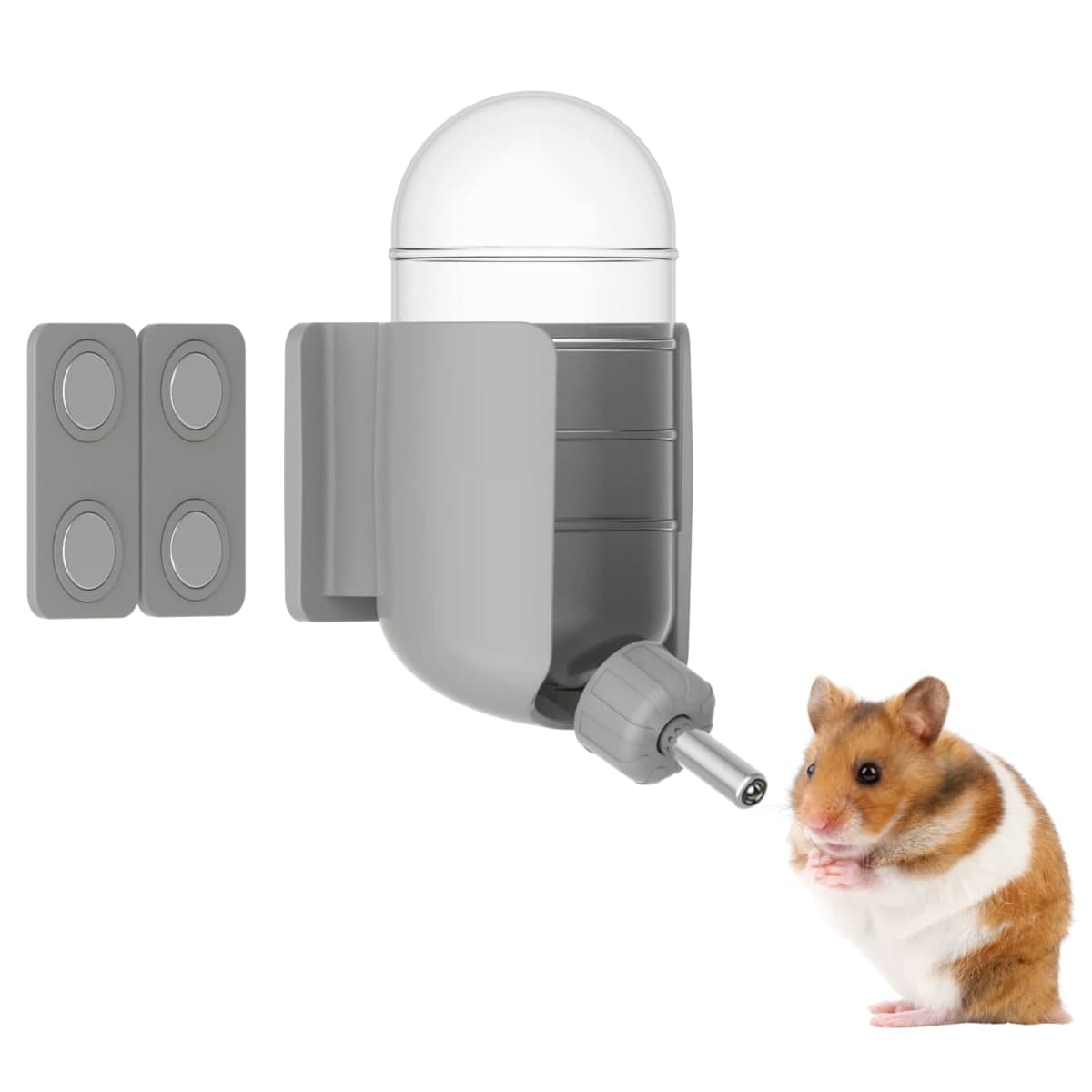 Hamster Water Bottle with Magnetic Holder, Freestanding Water Bottle for Glass Tanks, Suitable for Syrian Dwarf Hamsters Gerbils Mice Rats Degus