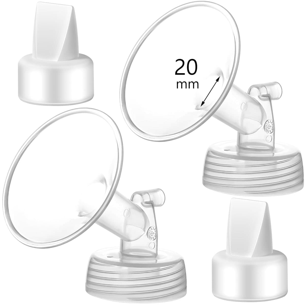 Momstouch 20mm Flange and Duckbill Valve Compatible with Spectra S1 S2 9 Plus Breastpump Replacement to Spectra Pump Parts, Not Original, Replace Spectra Accessories.