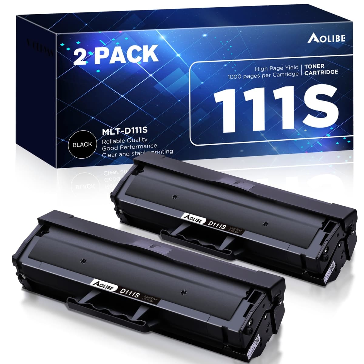 MLT-D111S Toner Cartridge High Yield Compatible for Samsung 111S MLT111S D111S Work with Samsung Xpress M2020W M2070FW M2070W M2020 M2024W Printer (2 Black)