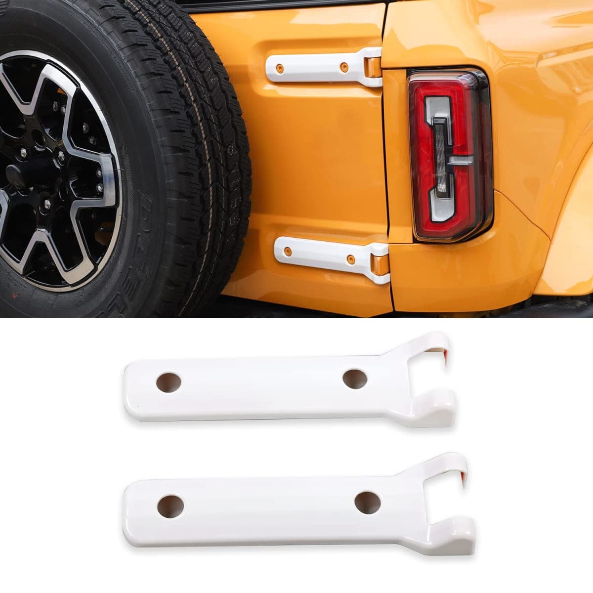 Jeliker for Bronco Tailgate Hinge Trim Cover White for Ford Bronco 2021 2022 2023 White Exterior Accessories 2pcs (NOT for Sport)