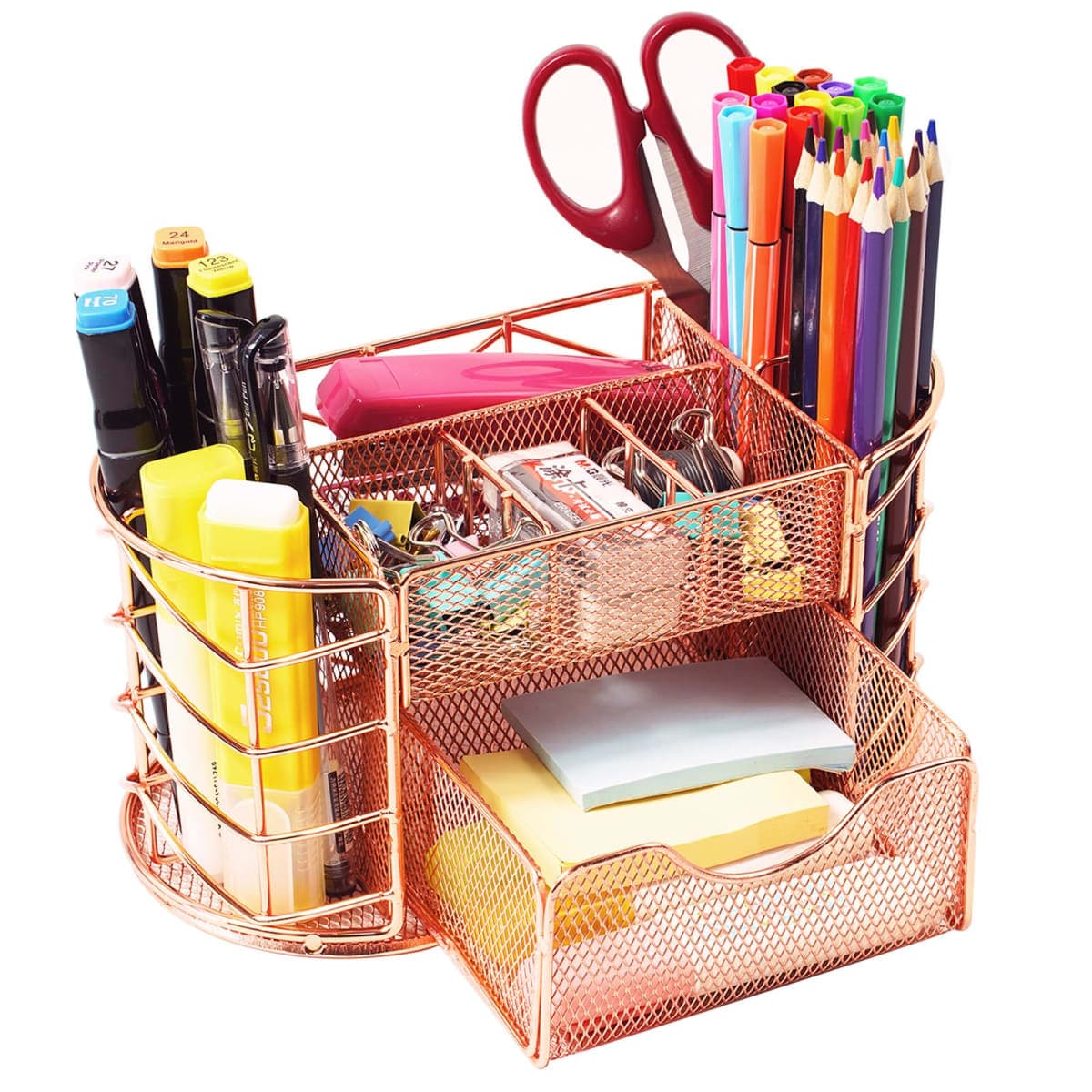 Marbyraz Desk Organizer, Pen Holder for Desk, Metal Pencil Caddy Storage for Desktop Office Supplies (Rose Gold)