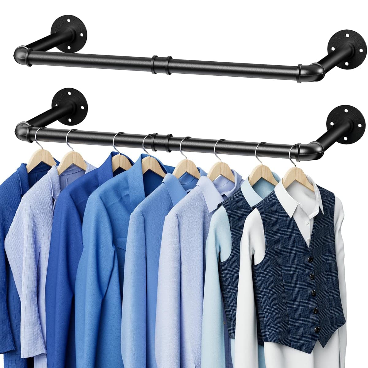 Abiglifty Vintage Clothes Rack, 58" Industrial Pipe Wall Mount Garment Rack, Heavy Duty Garment Rack, Industrial Pipe Clothes Rack for Home Retail Display Closet Storage (2)